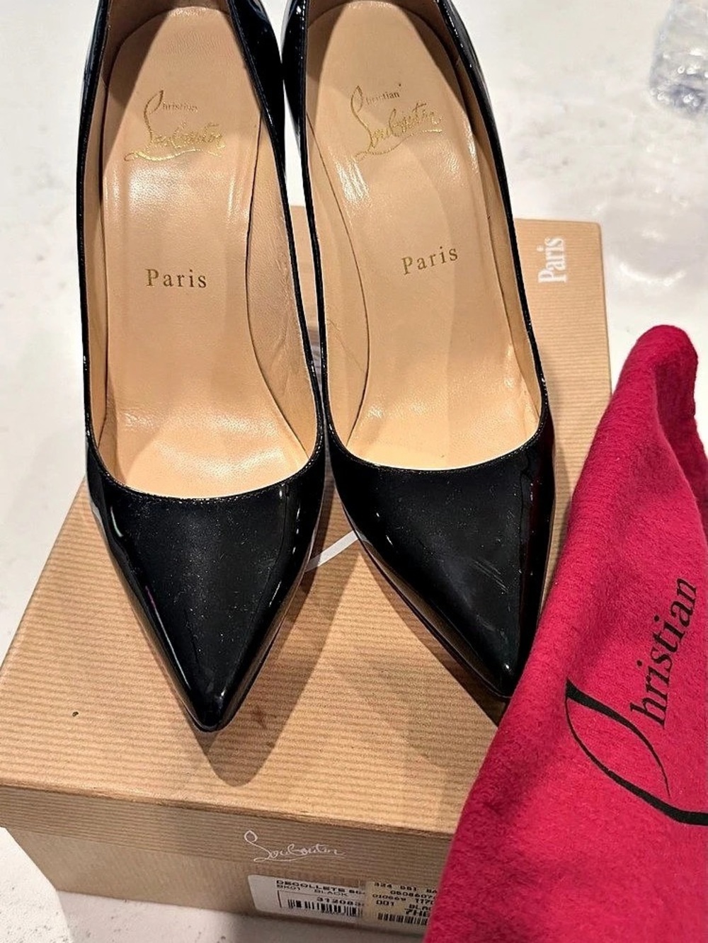 Christian Louboutin Decollete 868 Patent Leather Pumps Pointed Toe Patent Heels